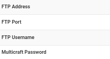 ftp details in multicraft