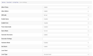 minecraft server configuration options
