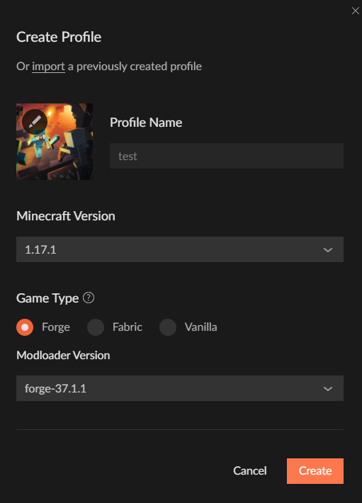 create custom profile on curseforge