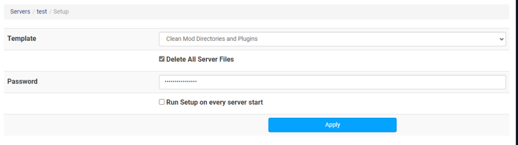 delete all server files setup