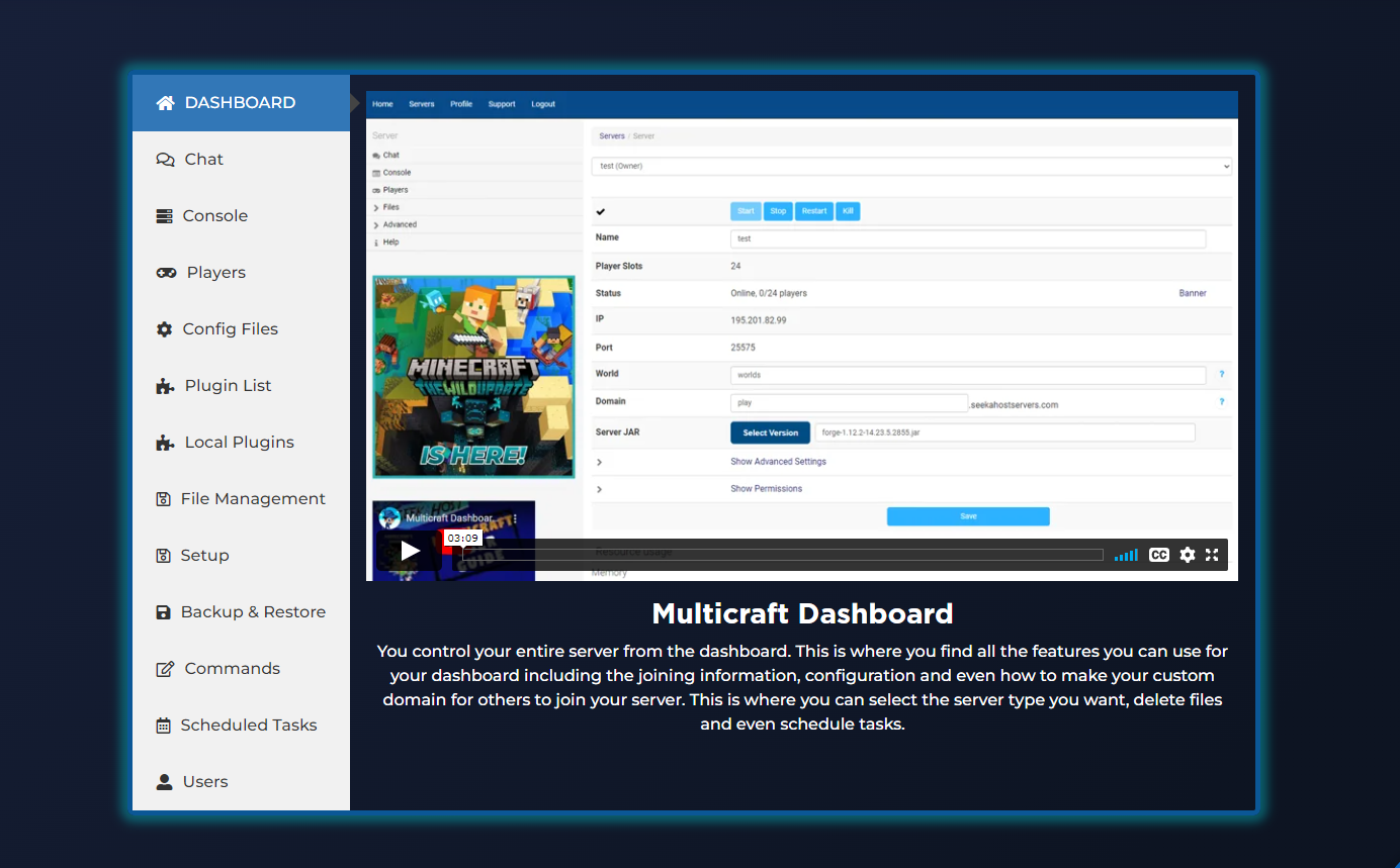 Minecraft Server Dashboard Virtual Tour SeekaHost minecraft-server-dashboard-virtual-tour-seekahost